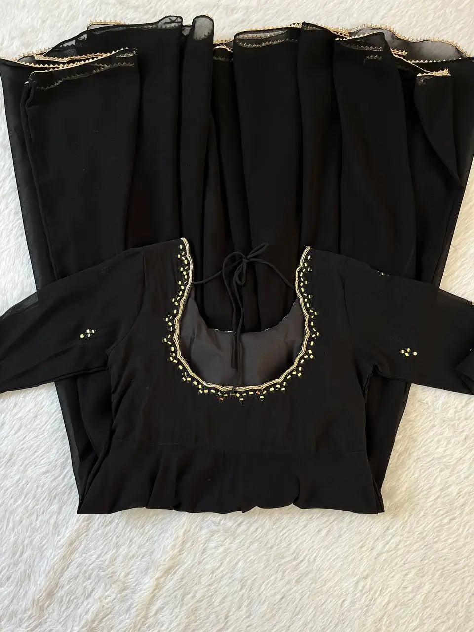 Georgette Mirror Work Gown Set with Dupatta