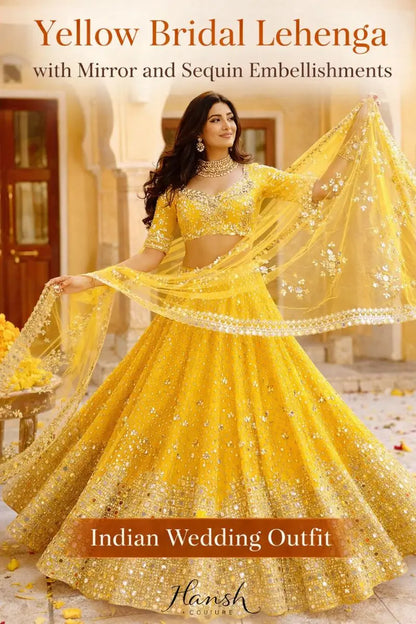 Georgette Mirror Work Lehenga Set