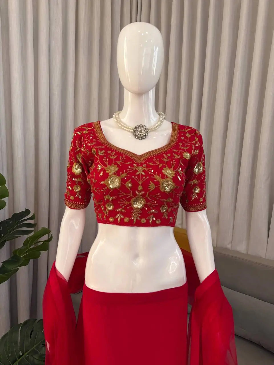 Georgette Ready-to-Wear Lehenga Saree with Thread Sequin Work | Festive Party Wear