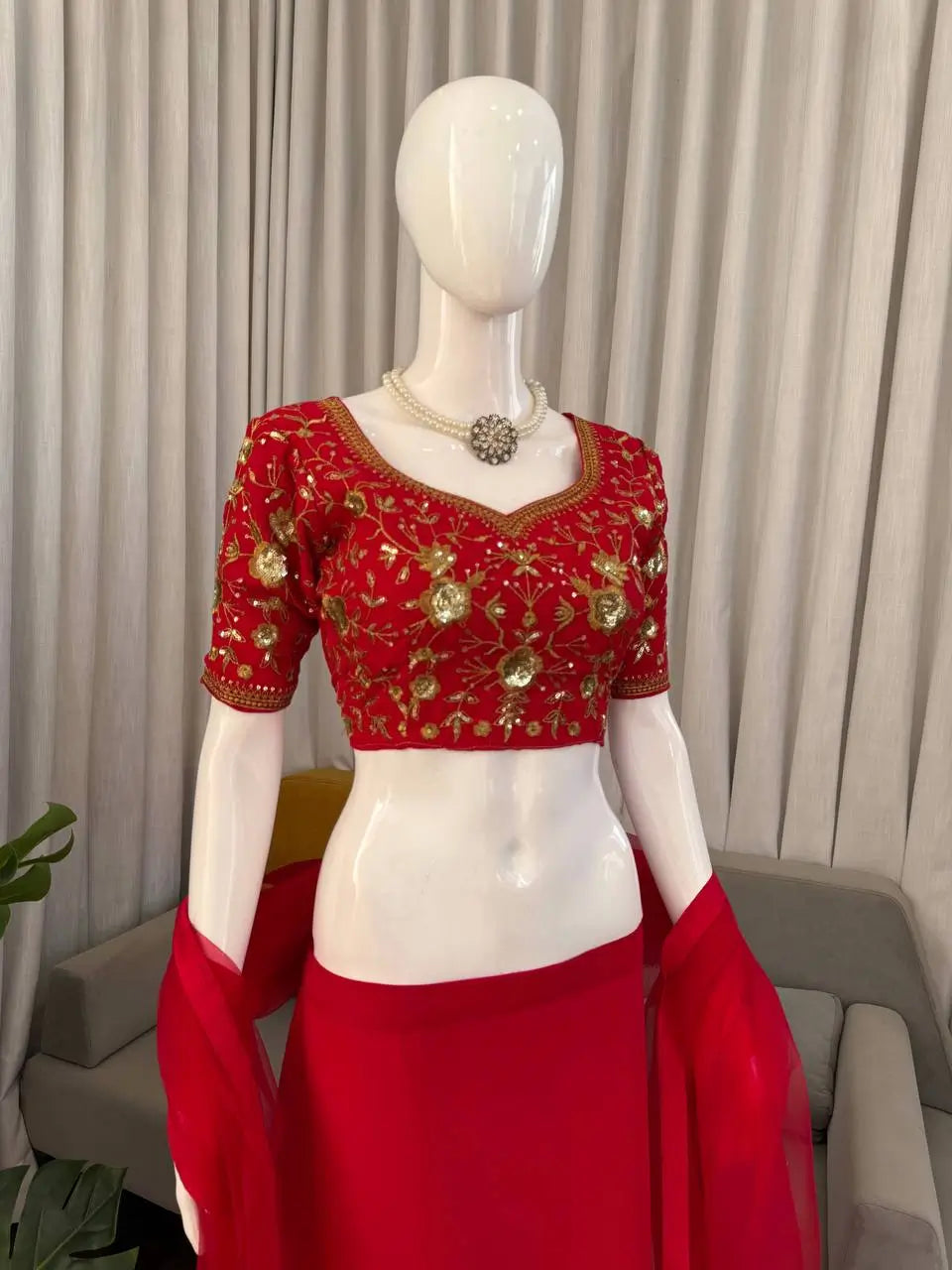 Georgette Ready-to-Wear Lehenga Saree with Thread Sequin Work | Festive Party Wear