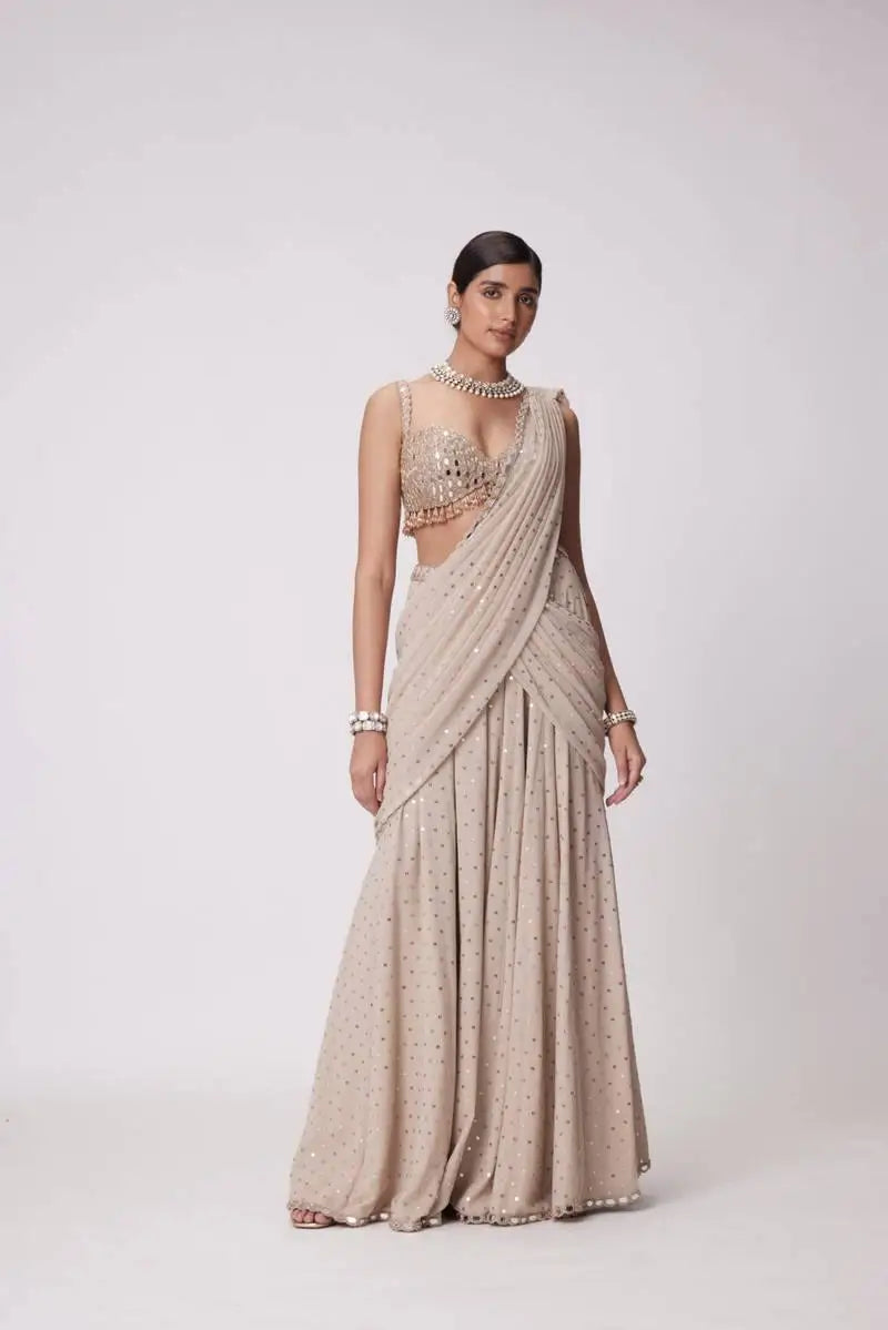 Georgette Ready-to-Wear Lehenga Saree with Thread Sequin Work | Festive Party Wear
