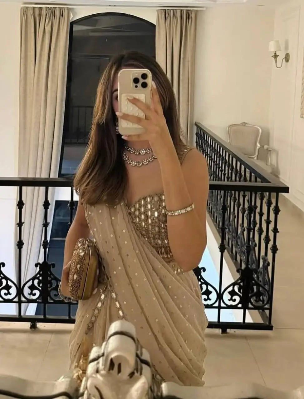 Georgette Ready-to-Wear Lehenga Saree with Thread Sequin Work | Festive Party Wear