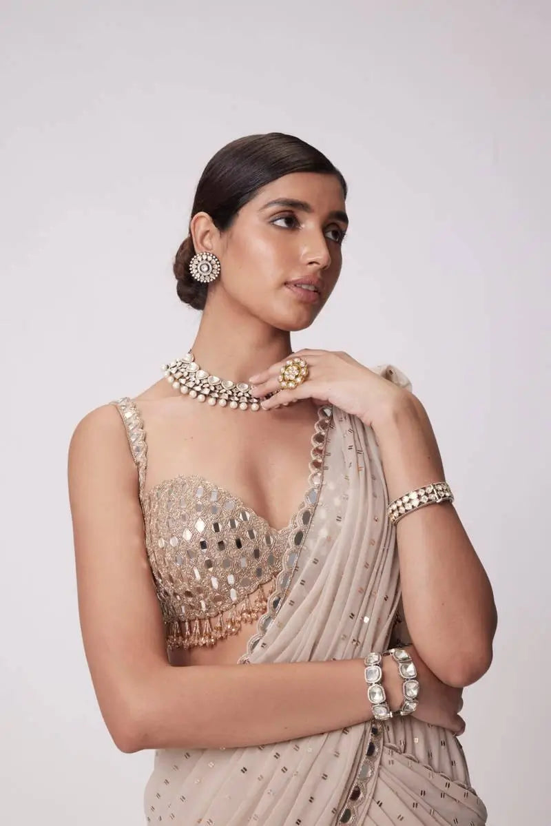 Georgette Ready-to-Wear Lehenga Saree with Thread Sequin Work | Festive Party Wear