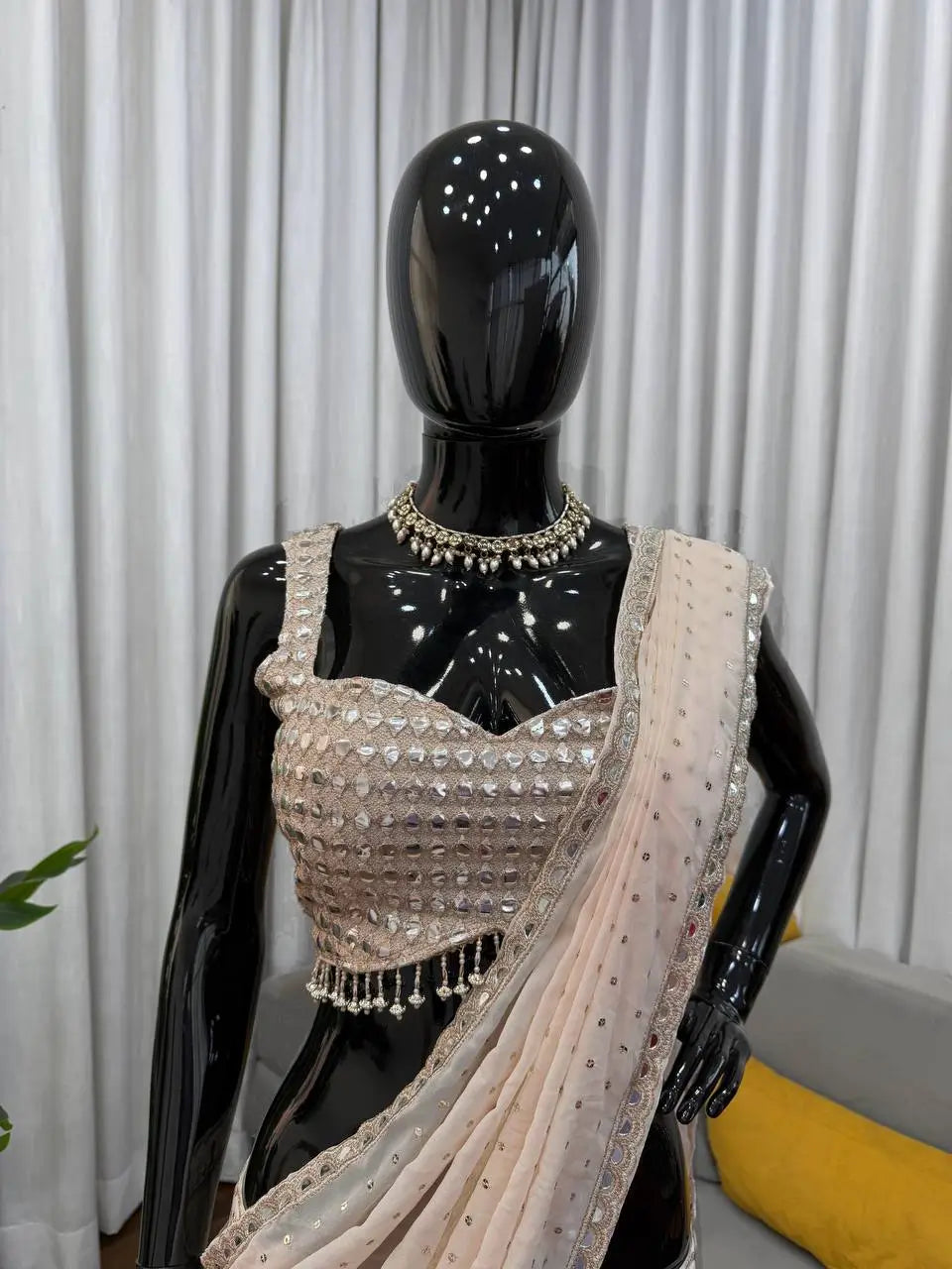 Georgette Ready-to-Wear Lehenga Saree with Thread Sequin Work | Festive Party Wear