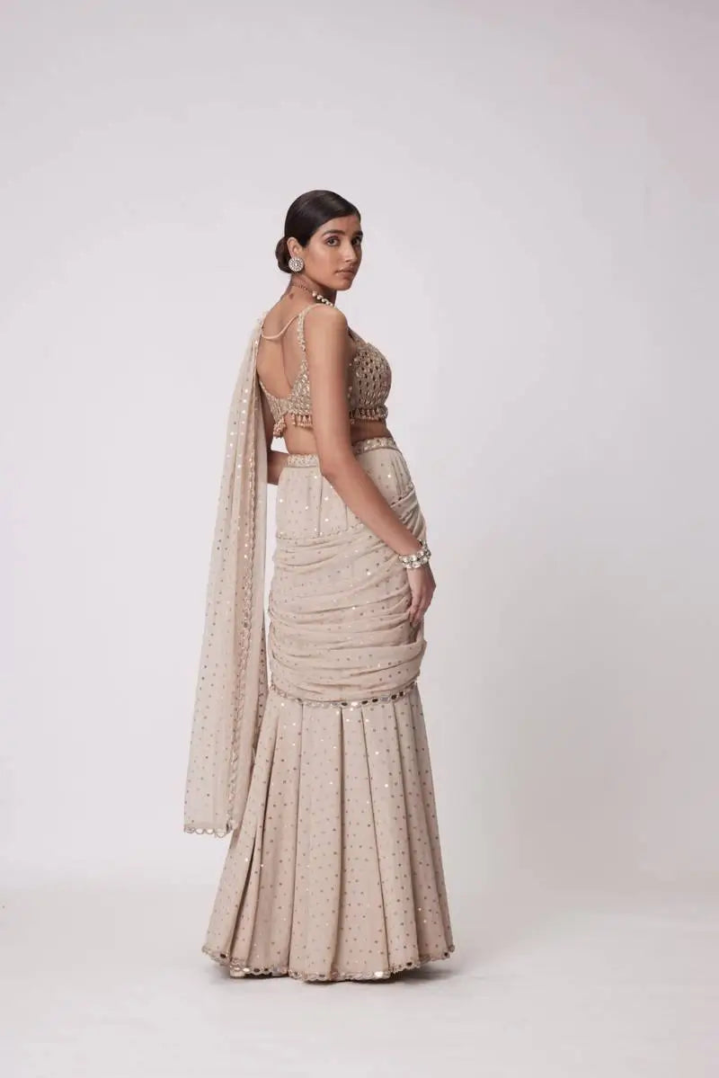 Georgette Ready-to-Wear Lehenga Saree with Thread Sequin Work | Festive Party Wear