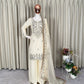 Georgette Real Mirror Embroidered Palazzo Suit Set for Festive and Party Wear