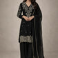 Georgette Sequence Embroidered Kurti Palazzo Set for Festive and Party Wear
