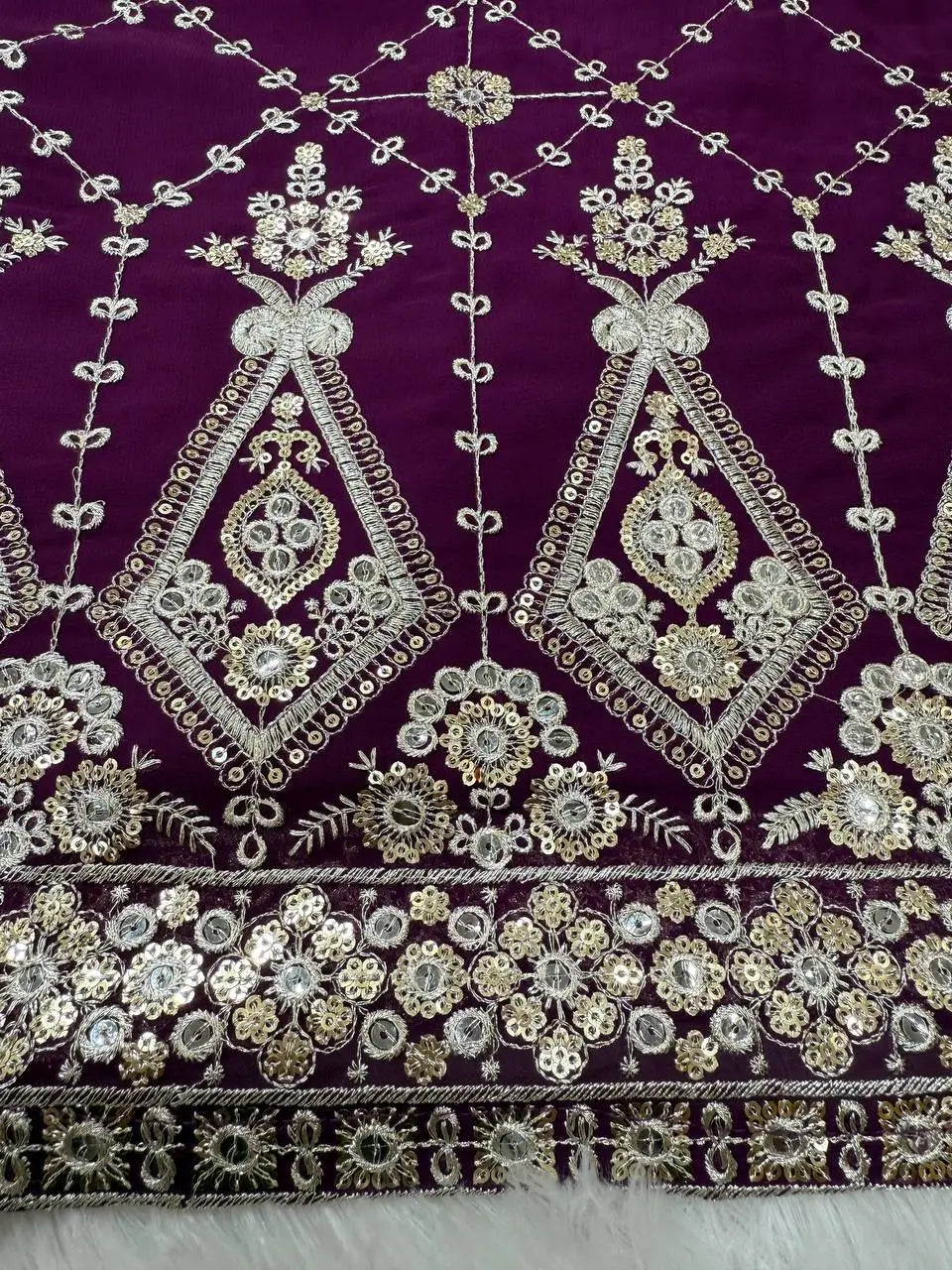 Georgette Thread and Sequin Embroidered Sharara Suit