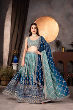 Georgette Zari Sequins Lehenga Choli with Dupatta for Wedding Sangeet Festive Wear