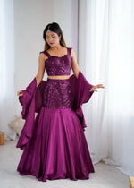 Glamorous Sequin Embroidered Lehenga Set for Wedding and Party Wear