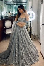Glamorous Sequin Work Crepe Silk Lehenga Set for Party and Wedding Wear