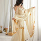 Gold Crepe Kurta Farshi Pant Set with Tassels
