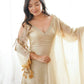 Gold Crepe Kurta Farshi Pant Set with Tassels