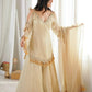 Gold Crepe Kurta Farshi Pant Set with Tassels