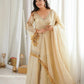 Gold Crepe Kurta Farshi Pant Set with Tassels