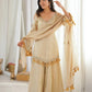 Gold Crepe Kurta Farshi Pant Set with Tassels