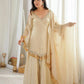 Gold Crepe Kurta Farshi Pant Set with Tassels