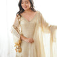 Gold Crepe Kurta Farshi Pant Set with Tassels