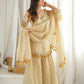 Gold Crepe Kurta Farshi Pant Set with Tassels