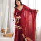Gold Crepe Kurta Farshi Pant Set with Tassels
