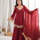 Gold Crepe Kurta Farshi Pant Set with Tassels