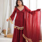 Gold Crepe Kurta Farshi Pant Set with Tassels