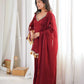 Gold Crepe Kurta Farshi Pant Set with Tassels