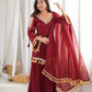 Gold Crepe Kurta Farshi Pant Set with Tassels