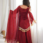 Gold Crepe Kurta Farshi Pant Set with Tassels