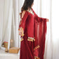 Gold Crepe Kurta Farshi Pant Set with Tassels