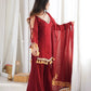 Gold Crepe Kurta Farshi Pant Set with Tassels