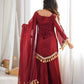 Gold Crepe Kurta Farshi Pant Set with Tassels