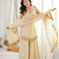 Gold Crepe Kurta Farshi Pant Set with Tassels