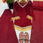 Gold Crepe Kurta Farshi Pant Set with Tassels