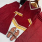 Gold Crepe Kurta Farshi Pant Set with Tassels