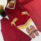 Gold Crepe Kurta Farshi Pant Set with Tassels