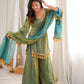 Gold Crepe Kurta Farshi Pant Set with Tassels