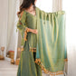 Gold Crepe Kurta Farshi Pant Set with Tassels