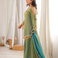 Gold Crepe Kurta Farshi Pant Set with Tassels