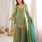 Gold Crepe Kurta Farshi Pant Set with Tassels