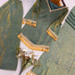 Gold Crepe Kurta Farshi Pant Set with Tassels