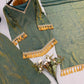Gold Crepe Kurta Farshi Pant Set with Tassels