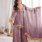 Gold Crepe Kurta Farshi Pant Set with Tassels