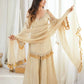 Gold Crepe Kurta Farshi Pant Set with Tassels