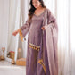 Gold Crepe Kurta Farshi Pant Set with Tassels