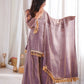 Gold Crepe Kurta Farshi Pant Set with Tassels