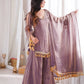 Gold Crepe Kurta Farshi Pant Set with Tassels