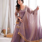 Gold Crepe Kurta Farshi Pant Set with Tassels