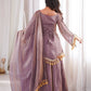 Gold Crepe Kurta Farshi Pant Set with Tassels