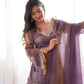 Gold Crepe Kurta Farshi Pant Set with Tassels